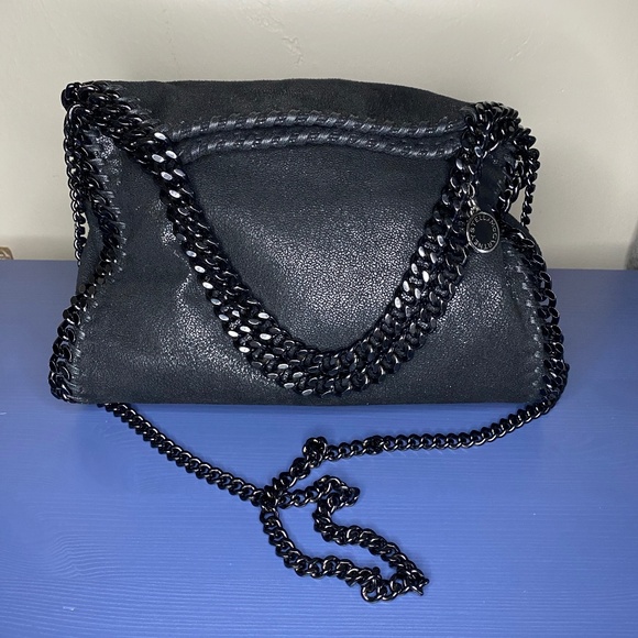 Stella McCartney Mini Falabella Shaggy Deer Faux Leather Tote in Black Out EUC - Picture 1 of 16